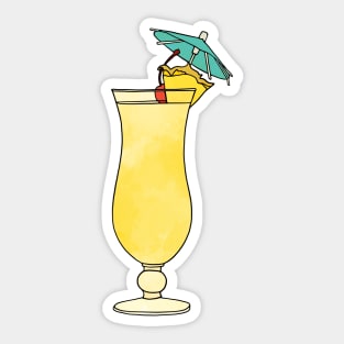 Pina Colada Watercolor Cocktail Drink Sticker